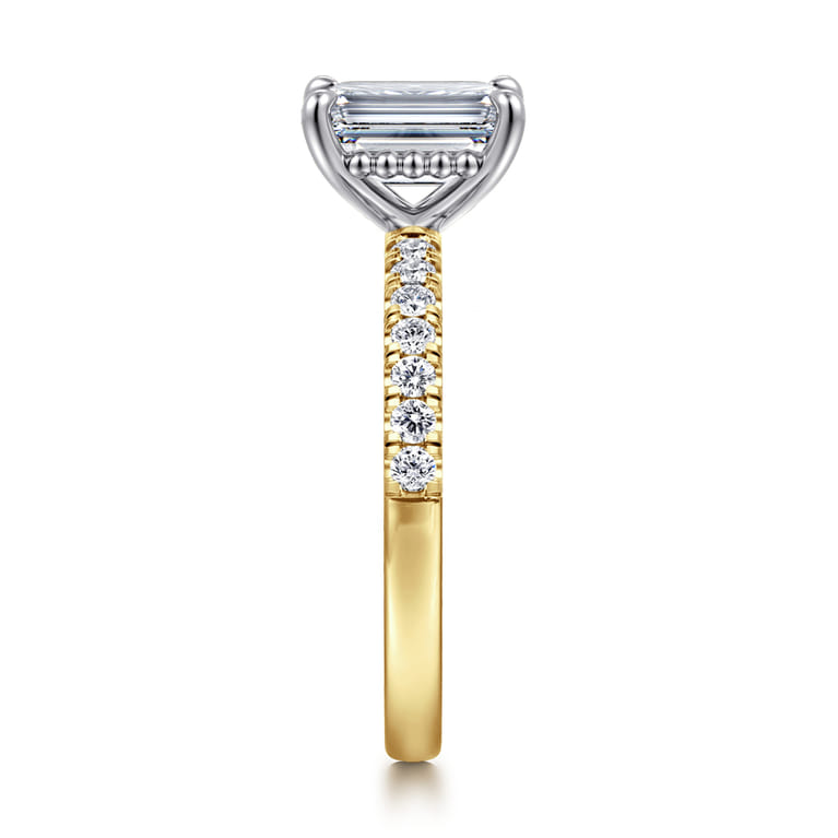 Carmellia - 14K White-Yellow Gold Emerald Cut Diamond Engagement Ring - 0.25 ct - Shot 4
