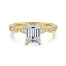 Claudia - 14K White-Yellow Gold Emerald Cut Diamond Engagement Ring - 0.3 ct