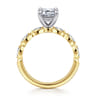 Claudia - 14K White-Yellow Gold Emerald Cut Diamond Engagement Ring - 0.3 ct