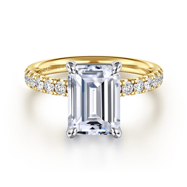 Winslow - 14K White-Yellow Gold Emerald Cut Diamond Engagement Ring - 0.35 ct - Shot 1