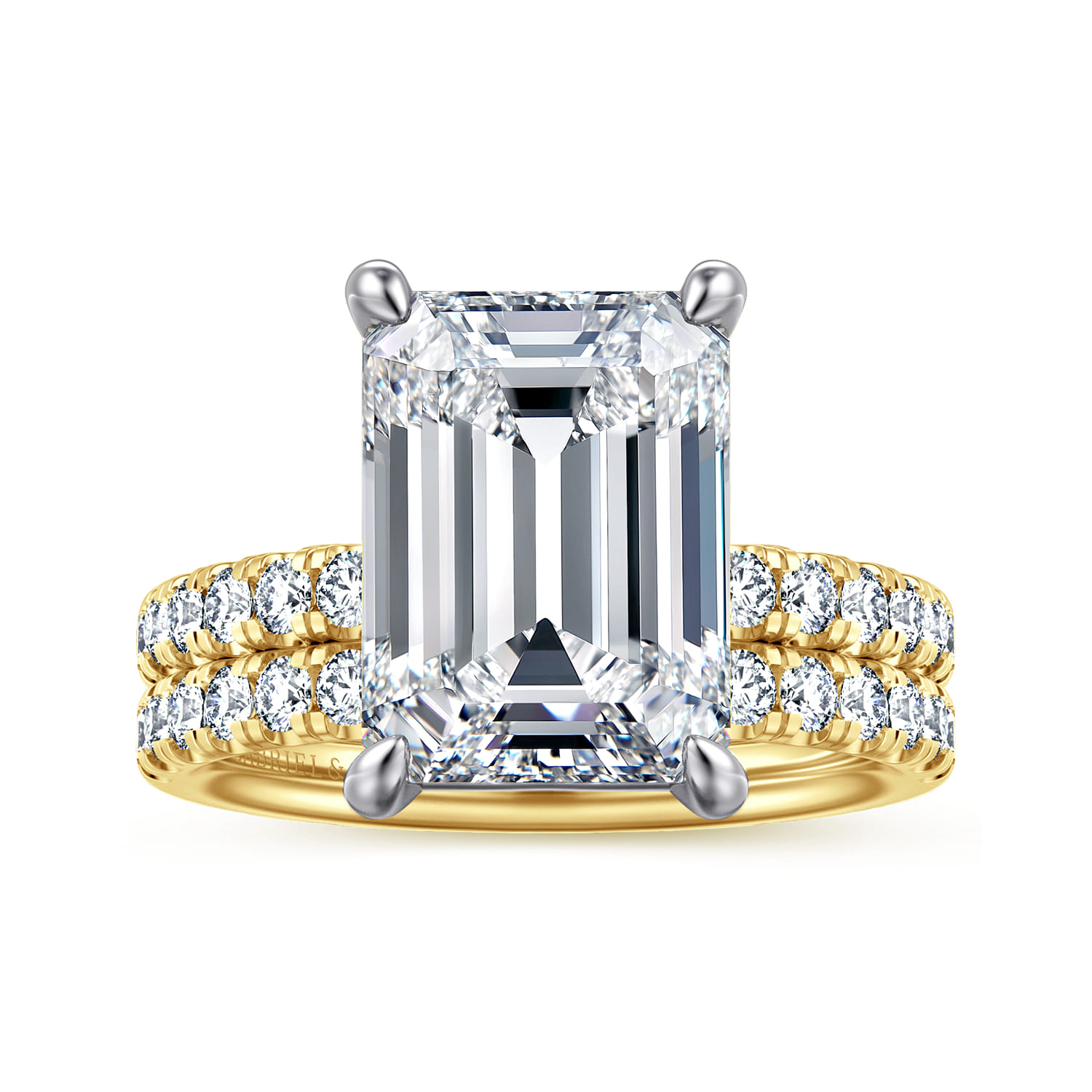 Winslow - 14K White-Yellow Gold Emerald Cut Diamond Engagement Ring - 0.35 ct - Shot 4