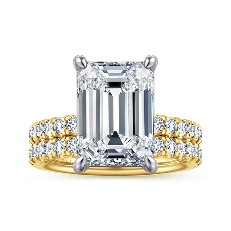 Winslow - 14K White-Yellow Gold Emerald Cut Diamond Engagement Ring - 0.35 ct - Shot 4