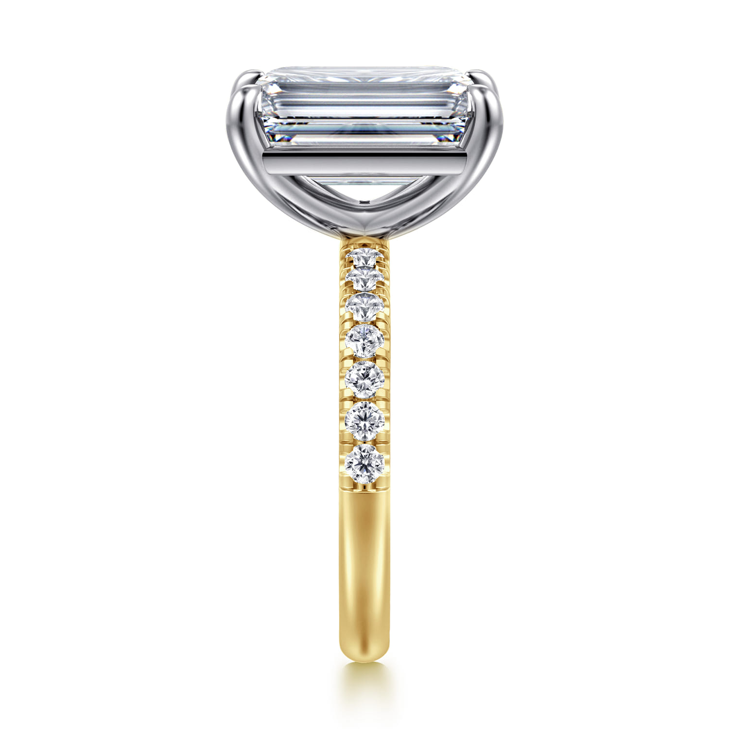 Winslow - 14K White-Yellow Gold Emerald Cut Diamond Engagement Ring - 0.35 ct - Shot 5