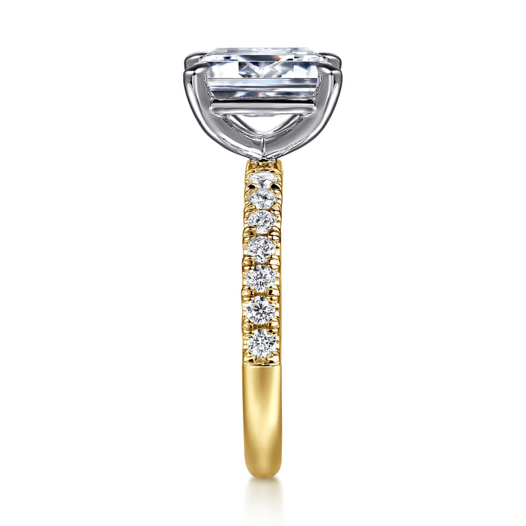 Winslow - 14K White-Yellow Gold Emerald Cut Diamond Engagement Ring - 0.35 ct - Shot 4