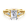 Bruno - 14K White-Yellow Gold Emerald Cut Diamond Engagement Ring - 0.3 ct