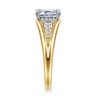 Bruno - 14K White-Yellow Gold Emerald Cut Diamond Engagement Ring - 0.3 ct