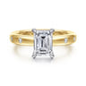 Cabata - 14K White-Yellow Gold Emerald Cut Diamond Engagement Ring - 0.19 ct