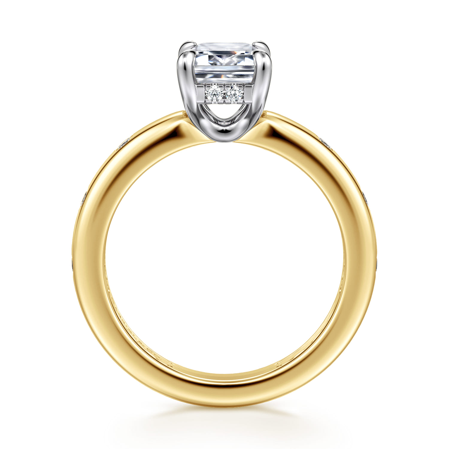 Cabata - 14K White-Yellow Gold Emerald Cut Diamond Engagement Ring - 0.19 ct - Shot 2