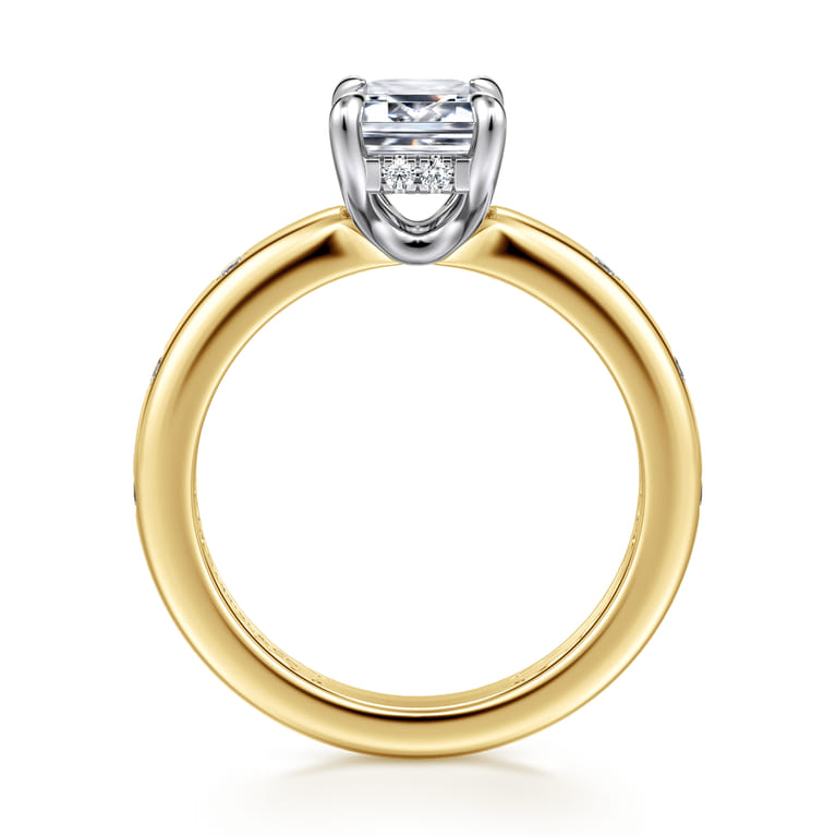 Cabata - 14K White-Yellow Gold Emerald Cut Diamond Engagement Ring - 0.19 ct - Shot 2