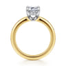 Cabata - 14K White-Yellow Gold Emerald Cut Diamond Engagement Ring - 0.19 ct