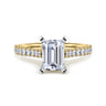 Shanna - 14K White-Yellow Gold Emerald Cut Diamond Engagement Ring - 0.3 ct