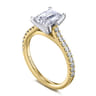 Shanna - 14K White-Yellow Gold Emerald Cut Diamond Engagement Ring - 0.3 ct