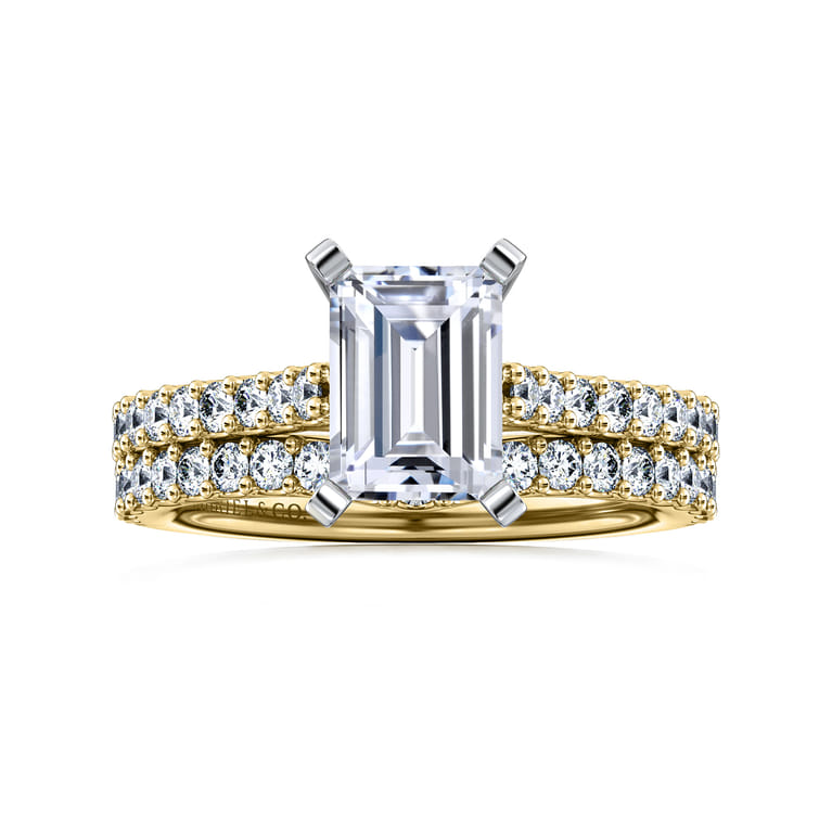 Shanna - 14K White-Yellow Gold Emerald Cut Diamond Engagement Ring - 0.3 ct - Shot 4