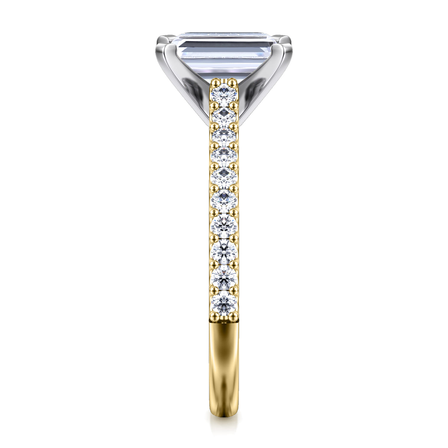 Shanna - 14K White-Yellow Gold Emerald Cut Diamond Engagement Ring - 0.3 ct - Shot 5