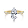 Stasia - 14K White-Yellow Gold Marquise Shape Diamond Engagement Ring - 0.3 ct
