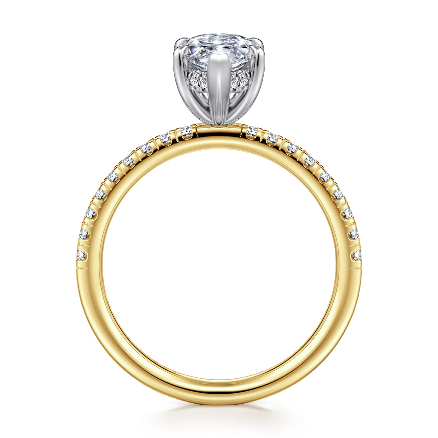 Stasia - 14K White-Yellow Gold Marquise Shape Diamond Engagement Ring - 0.3 ct - Shot 2