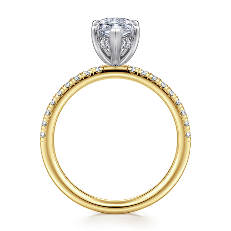 Stasia - 14K White-Yellow Gold Marquise Shape Diamond Engagement Ring - 0.3 ct - Shot 2