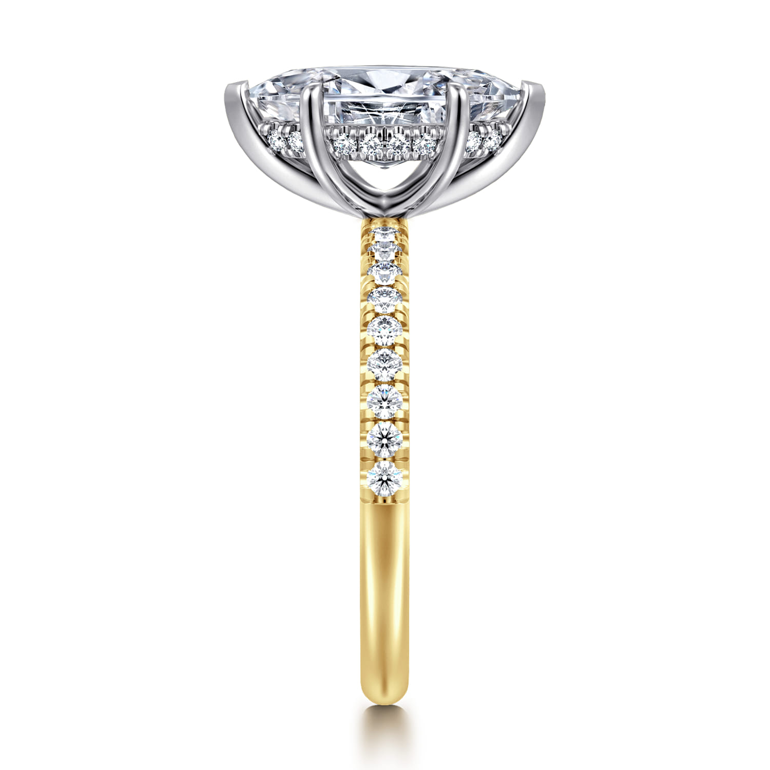 Stasia - 14K White-Yellow Gold Marquise Shape Diamond Engagement Ring - 0.3 ct - Shot 4