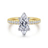 Carmellia - 14K White-Yellow Gold Marquise Shape Diamond Engagement Ring - 0.25 ct