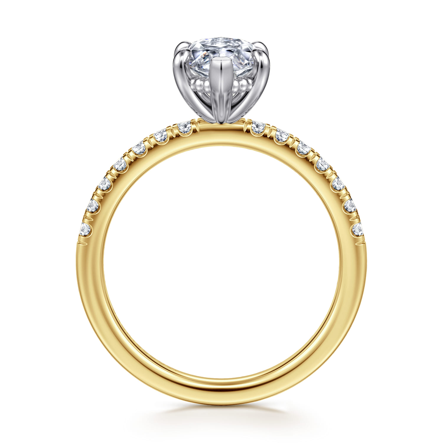 Carmellia - 14K White-Yellow Gold Marquise Shape Diamond Engagement Ring - 0.25 ct - Shot 2