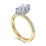 Carmellia - 14K White-Yellow Gold Marquise Shape Diamond Engagement Ring - 0.25 ct