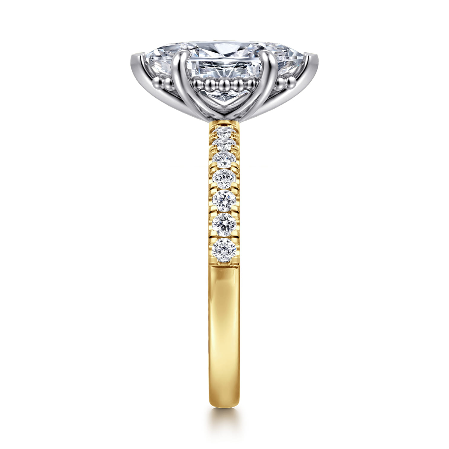 Carmellia - 14K White-Yellow Gold Marquise Shape Diamond Engagement Ring - 0.25 ct - Shot 4