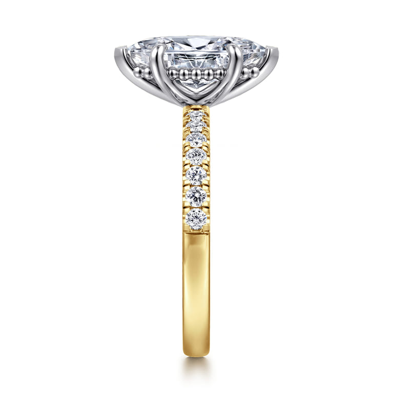 Carmellia - 14K White-Yellow Gold Marquise Shape Diamond Engagement Ring - 0.25 ct - Shot 4
