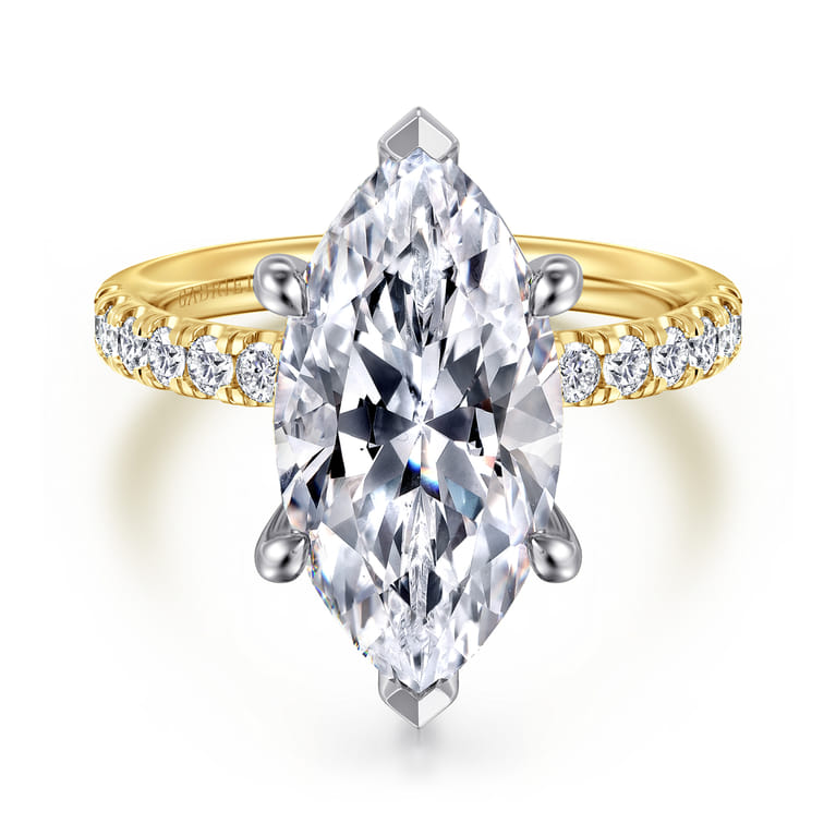 Winslow - 14K White-Yellow Gold Marquise Shape Diamond Engagement Ring - 0.35 ct - Shot 1