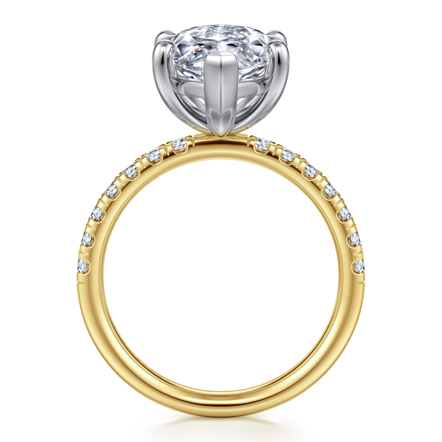 Winslow - 14K White-Yellow Gold Marquise Shape Diamond Engagement Ring - 0.35 ct - Shot 2