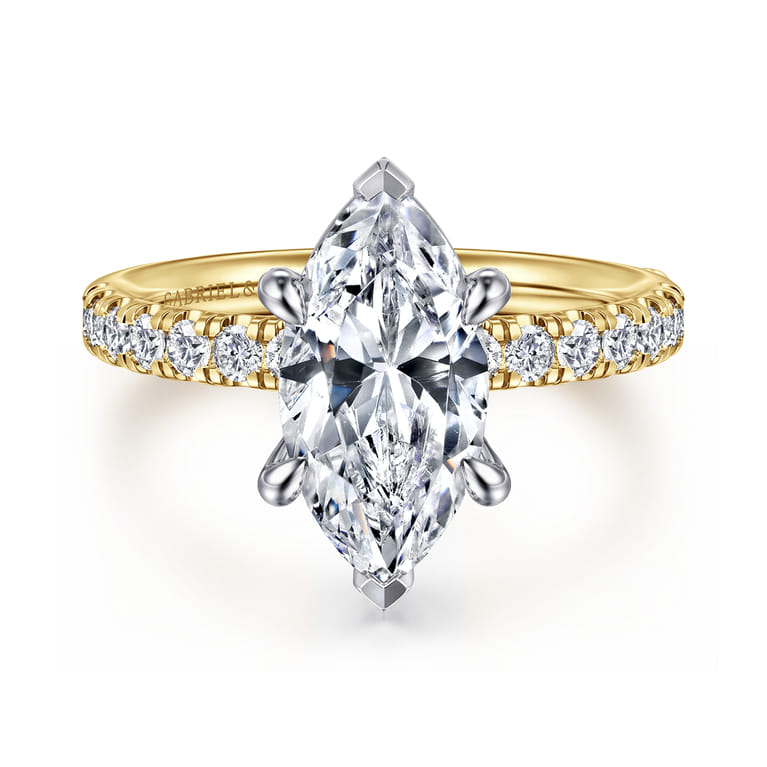 Winslow - 14K White-Yellow Gold Marquise Shape Diamond Engagement Ring - 0.35 ct - Shot 1