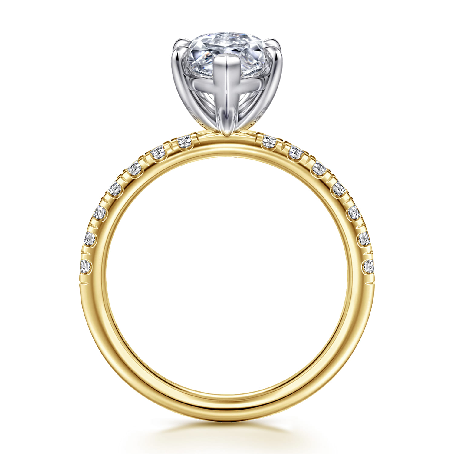 Winslow - 14K White-Yellow Gold Marquise Shape Diamond Engagement Ring - 0.35 ct - Shot 2