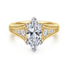 Bruno - 14K White-Yellow Gold Marquise Shape Diamond Engagement Ring - 0.3 ct