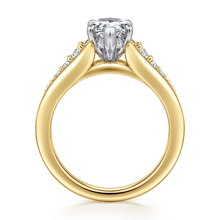 Bruno - 14K White-Yellow Gold Marquise Shape Diamond Engagement Ring - 0.3 ct - Shot 2
