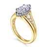 Bruno - 14K White-Yellow Gold Marquise Shape Diamond Engagement Ring - 0.3 ct