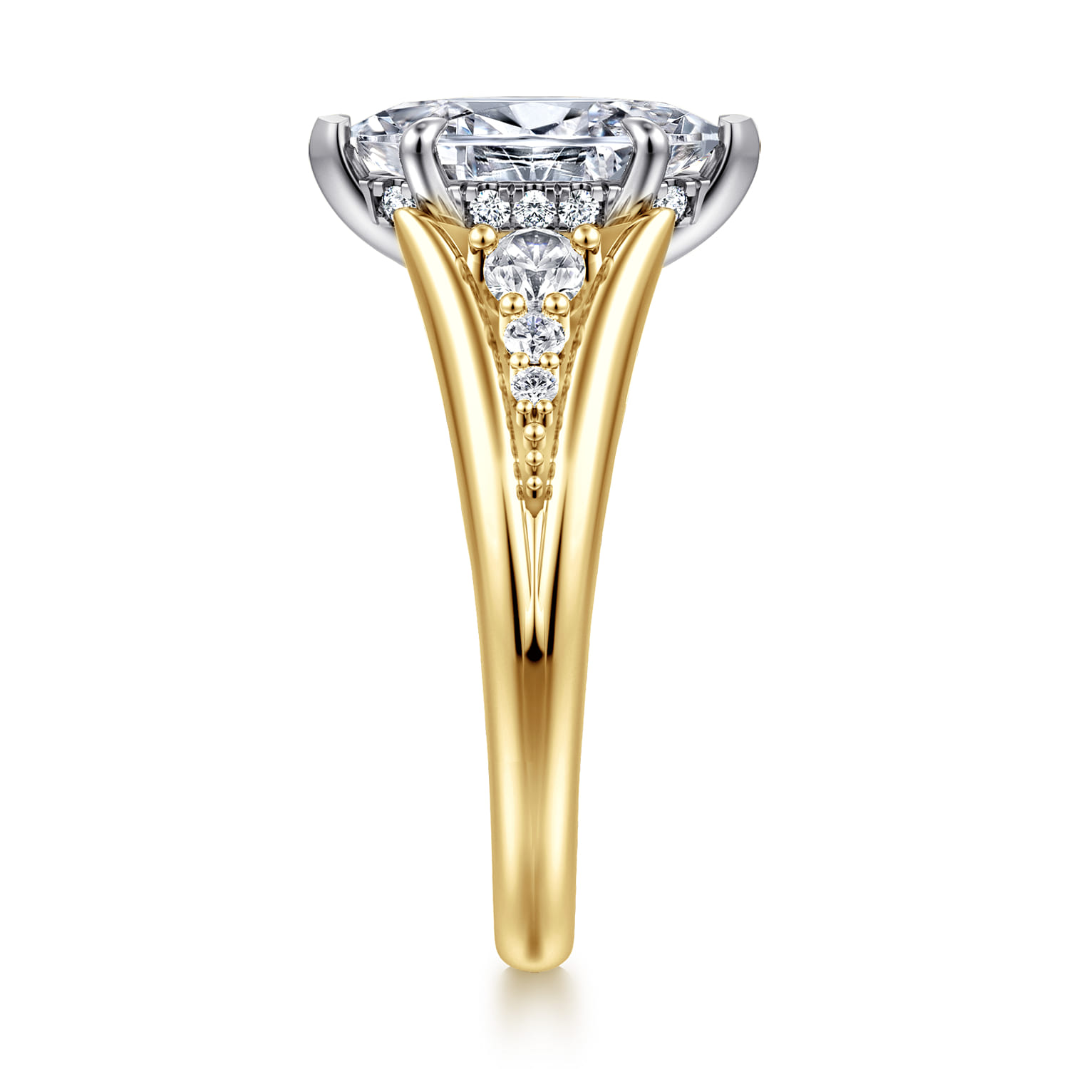 Bruno - 14K White-Yellow Gold Marquise Shape Diamond Engagement Ring - 0.3 ct - Shot 4