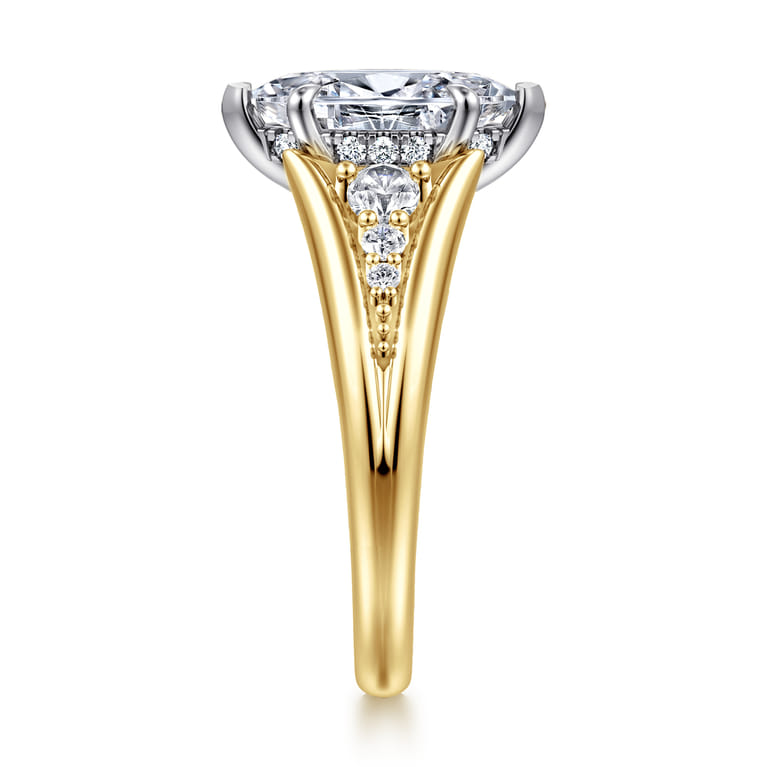 Bruno - 14K White-Yellow Gold Marquise Shape Diamond Engagement Ring - 0.3 ct - Shot 4