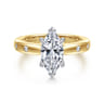 Cabata - 14K White-Yellow Gold Marquise Shape Diamond Engagement Ring - 0.19 ct