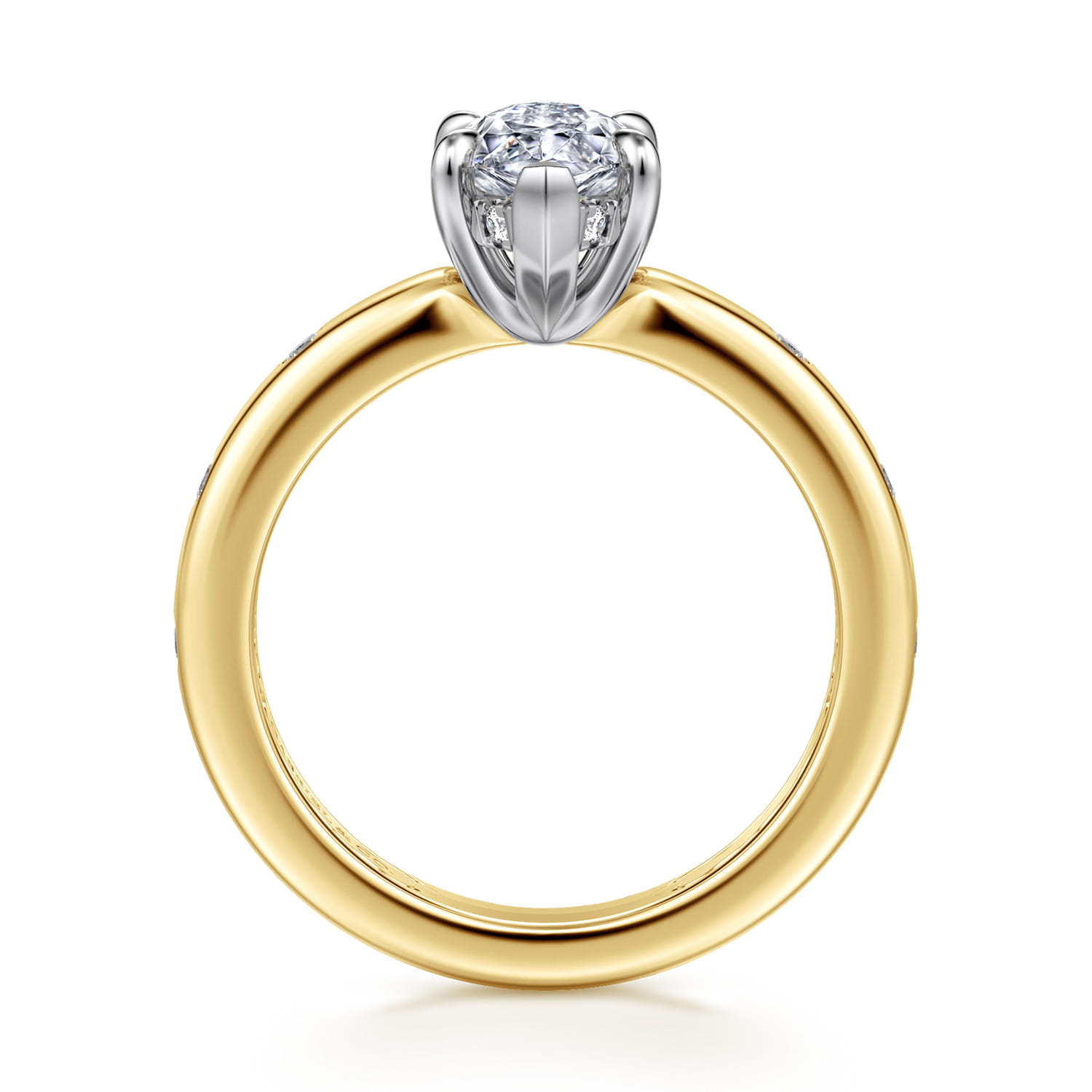 Cabata - 14K White-Yellow Gold Marquise Shape Diamond Engagement Ring - 0.19 ct - Shot 2