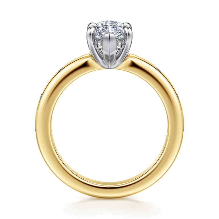 Cabata - 14K White-Yellow Gold Marquise Shape Diamond Engagement Ring - 0.19 ct - Shot 2