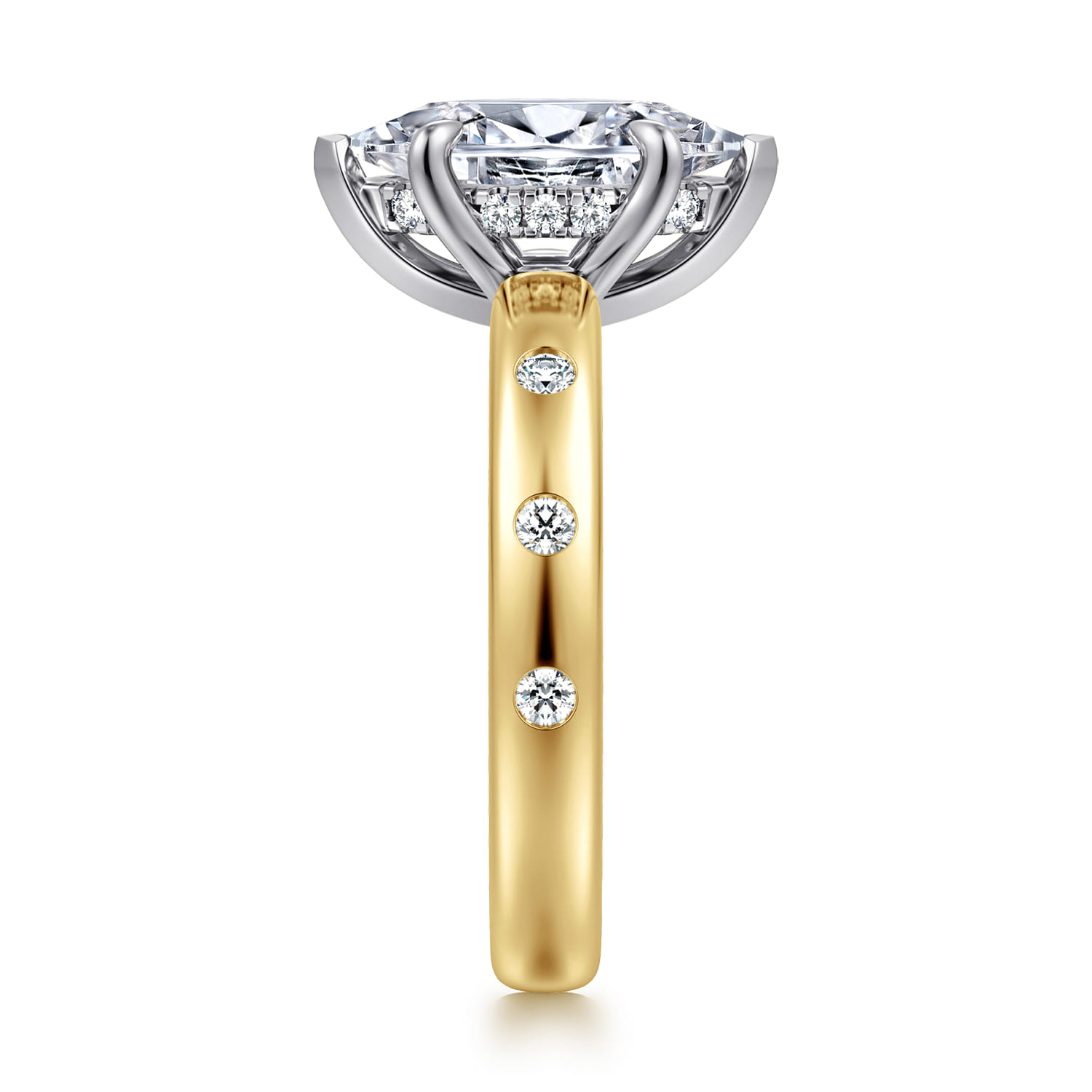 Cabata - 14K White-Yellow Gold Marquise Shape Diamond Engagement Ring - 0.19 ct - Shot 4
