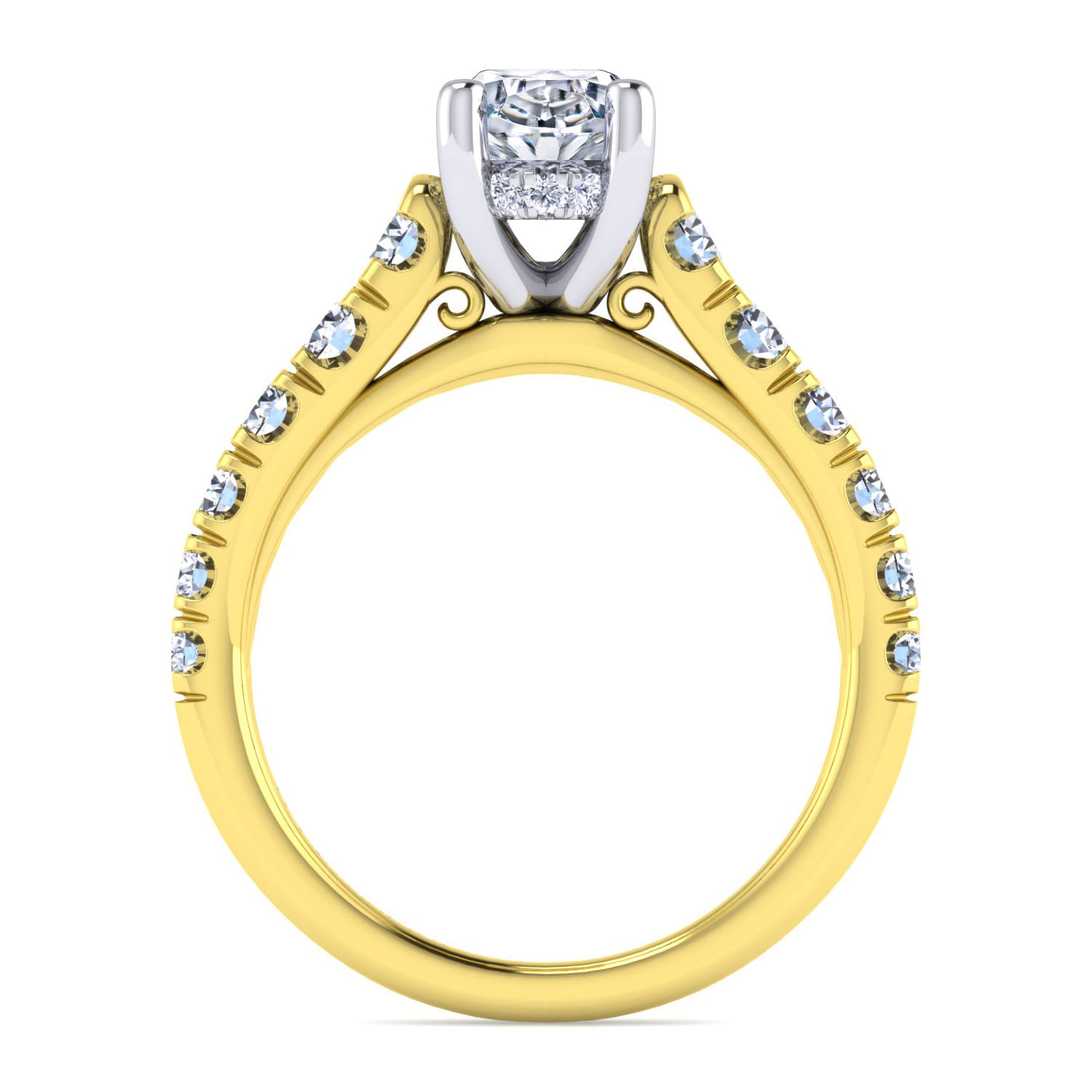 Piper - 14K White-Yellow Gold Oval Diamond Engagement Ring - 0.78 ct - Shot 2