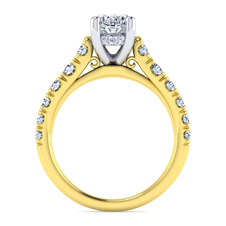 Piper - 14K White-Yellow Gold Oval Diamond Engagement Ring - 0.78 ct - Shot 2
