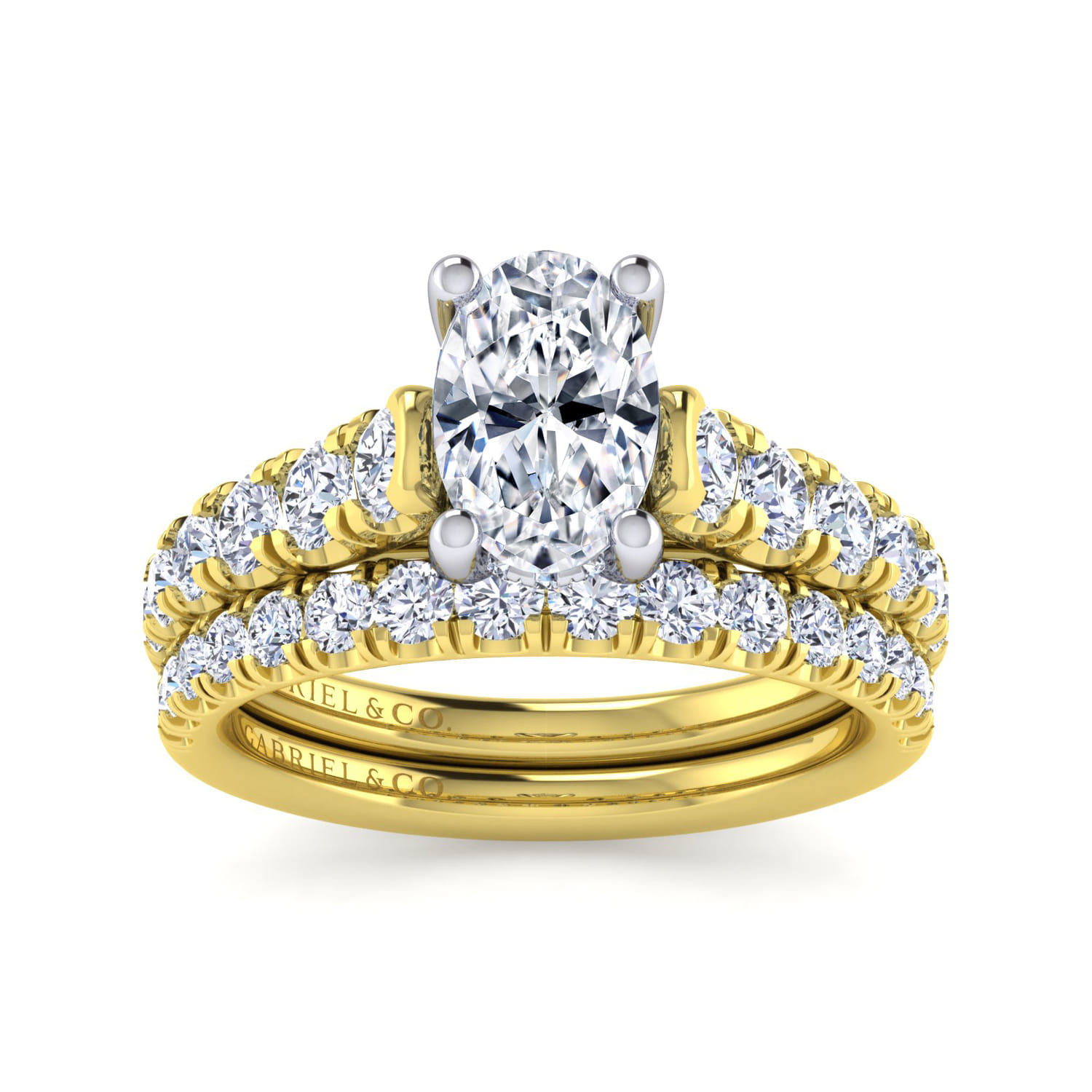 Piper - 14K White-Yellow Gold Oval Diamond Engagement Ring - 0.78 ct - Shot 4