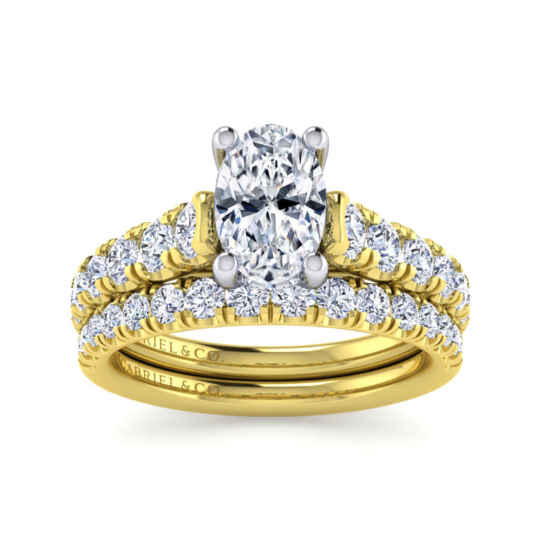 Piper - 14K White-Yellow Gold Oval Diamond Engagement Ring - 0.78 ct - Shot 4