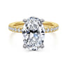 Amira - 14K White-Yellow Gold Oval Diamond Engagement Ring - 0.6 ct
