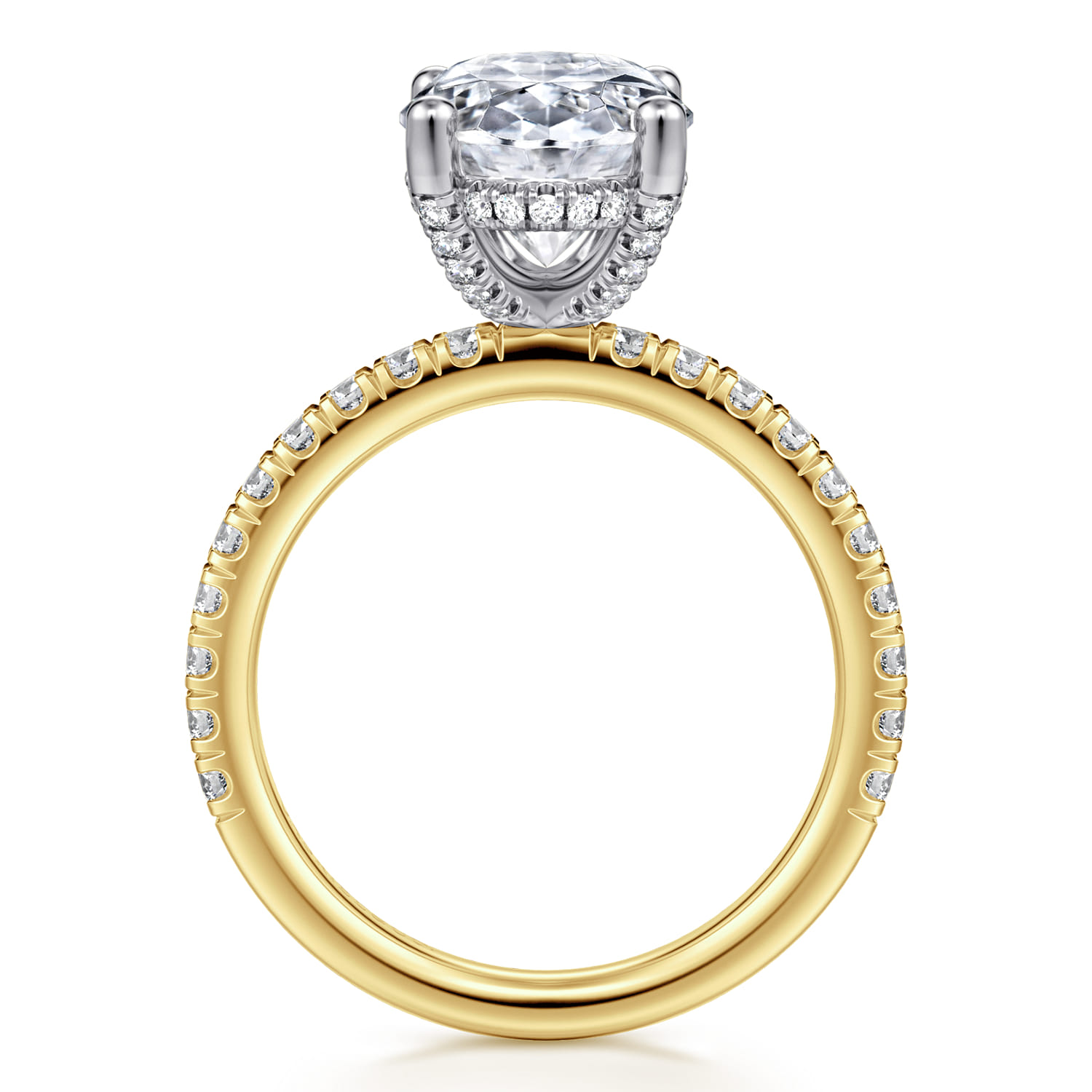 Amira - 14K White-Yellow Gold Oval Diamond Engagement Ring - 0.6 ct - Shot 2