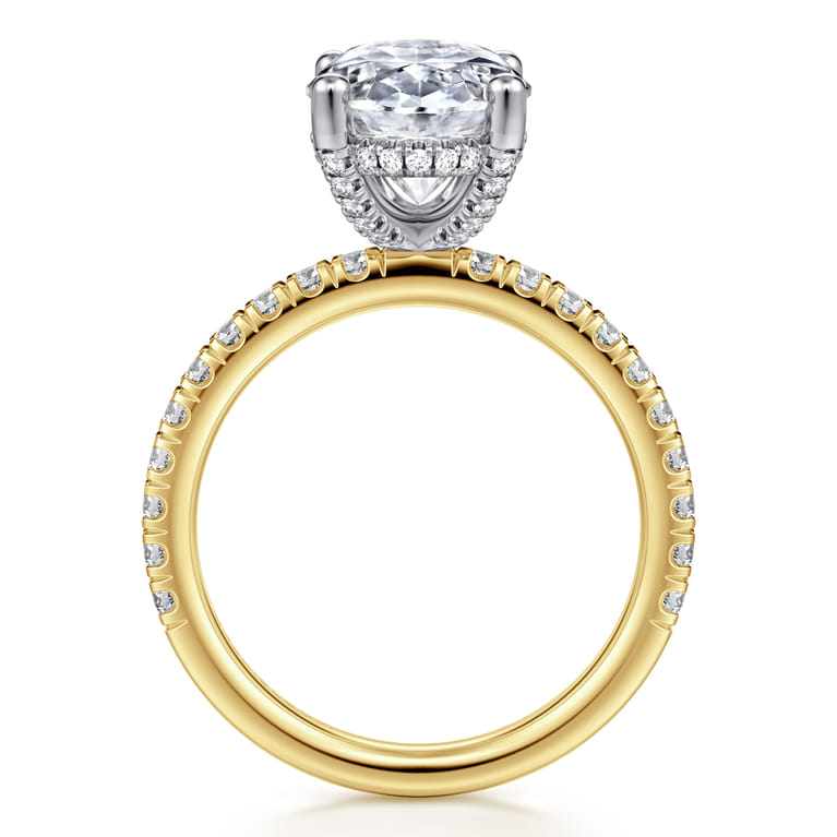 Amira - 14K White-Yellow Gold Oval Diamond Engagement Ring - 0.6 ct - Shot 2