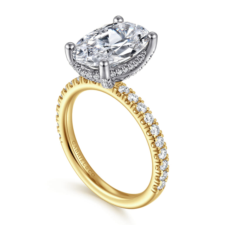 Amira - 14K White-Yellow Gold Oval Diamond Engagement Ring - 0.6 ct - Shot 3