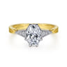 Sanna - Vintage Inspired 14K White-Yellow Gold Oval Diamond Engagement Ring - 0.1 ct
