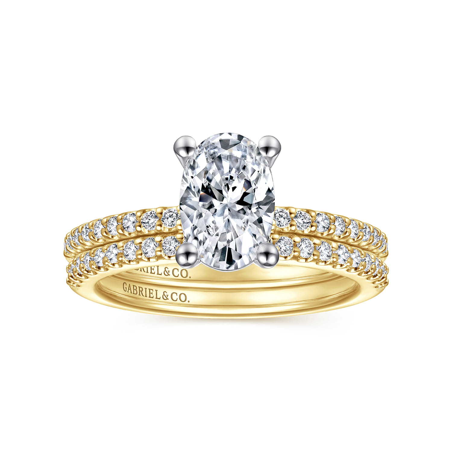 Amata - 14K White and Yellow Gold Oval Diamond Engagement Ring - 0.14 ct - Shot 4